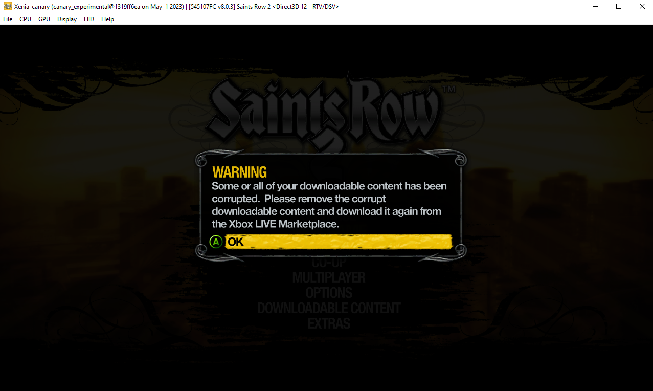 Saints Row 2 Xenia Canary Install Issues DLC Not Working Saints